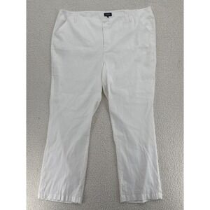 NYDJ Marilyn Straight Pants Women Size 20W Optic White Stretch Linen Blend